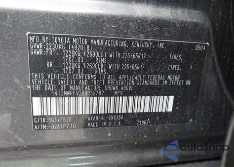 2024 Toyota Rav4 Hybrid Le from USA, damaged, VIN 4T3MWRFV2RU158792